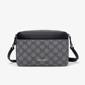 nine west cartera crossbody gris/negro